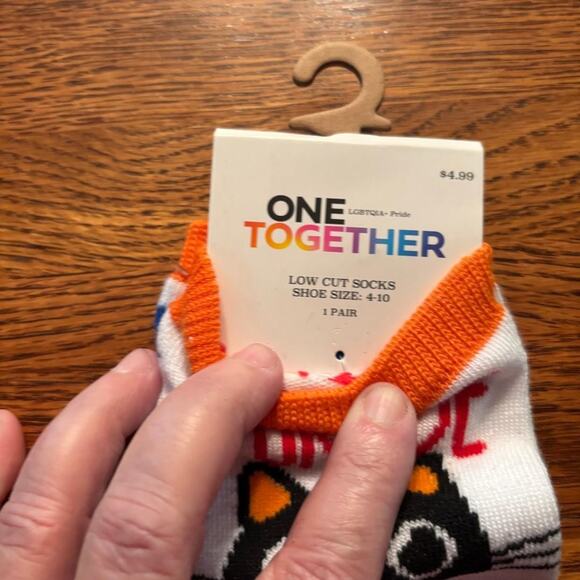 One together Low Cut Socks Womens shoe size 4-10 Cat Pride LGBTQIA - Picture 3 of 4